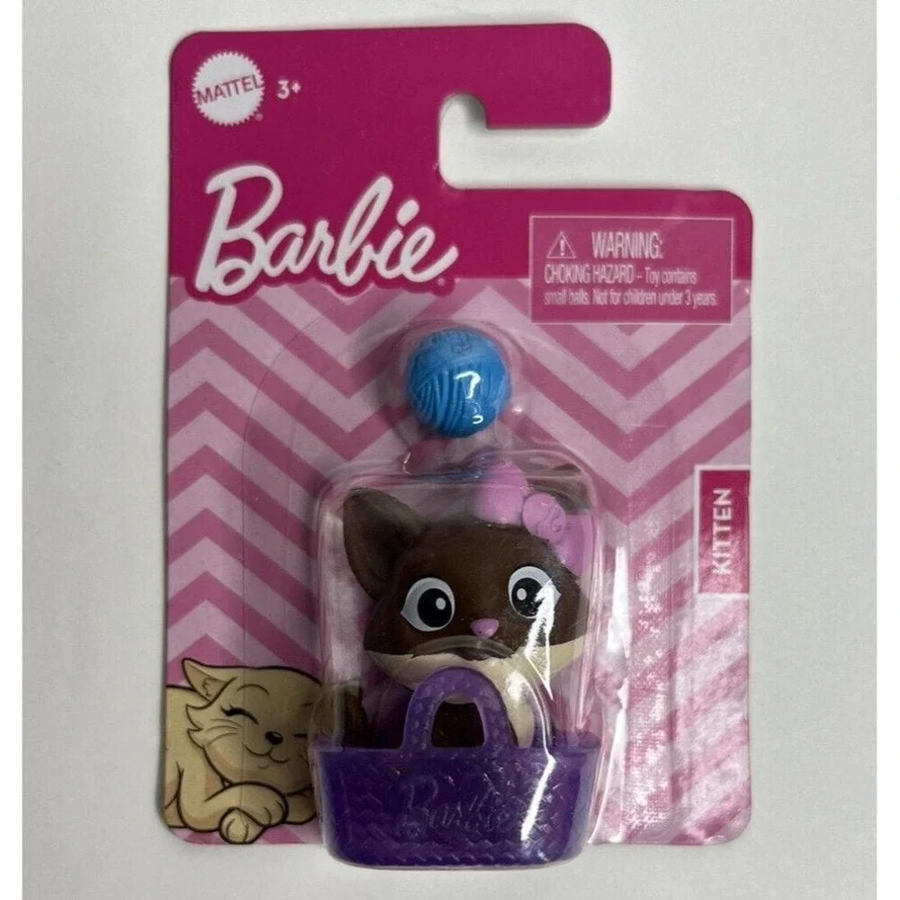 Barbie Pets in Baskets Play Set Bunny Puppy‎ Kitten With Toys Cake Toppers